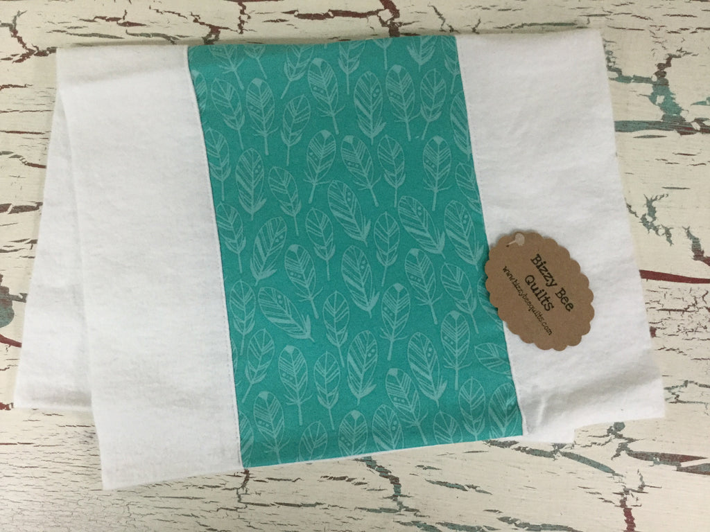Teal on Teal Feathers Burp Cloth
