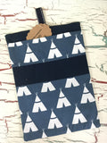 Teepee on Navy Diaper/Wipee Case