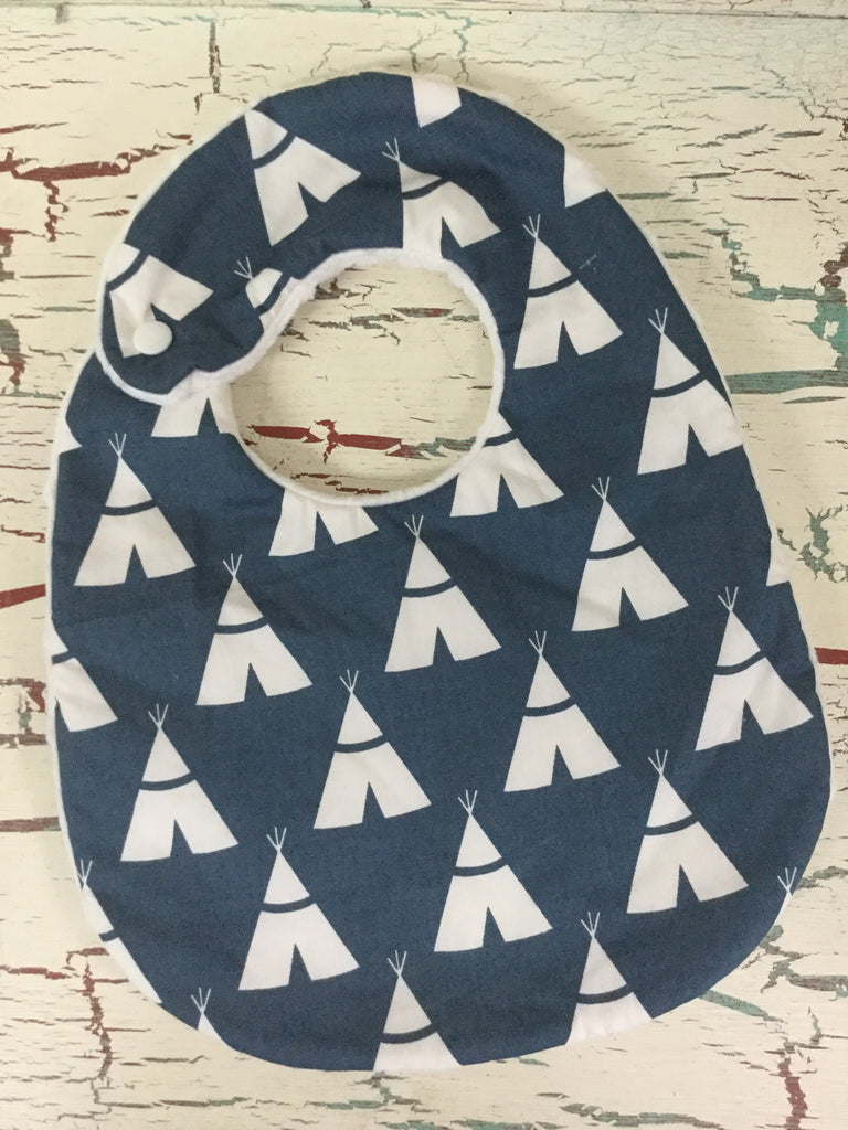Teepee on Navy Bib