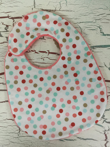Coral, Spa, Mint and Gold Confetti Bib