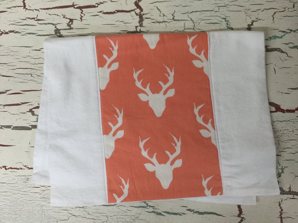 Buck Forest in Peach Burp Cloth