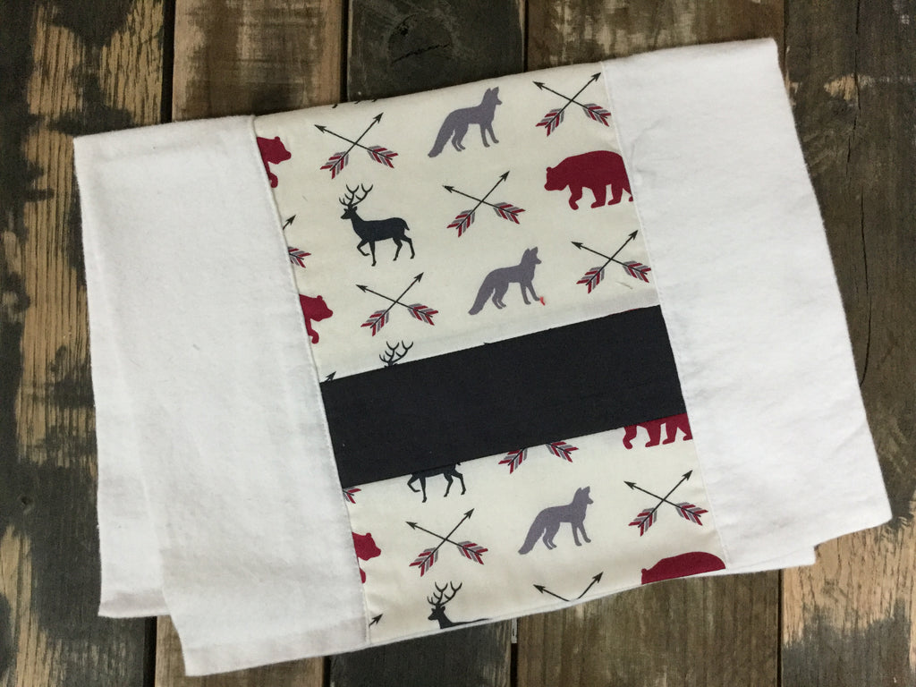 Fox and Bear Burp Cloth
