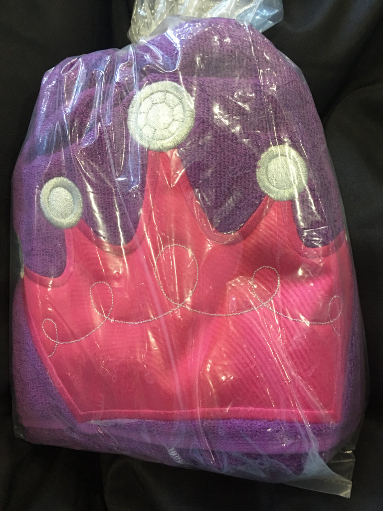Hooded Bath Towel Princess Crown Dark Pink/Purple