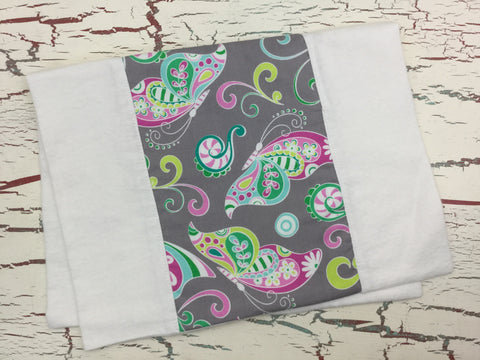 Butterflies on Gray Burp Cloth