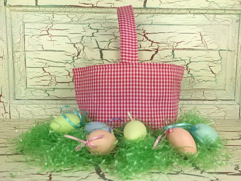 Easter Basket Dark Pink Gingham