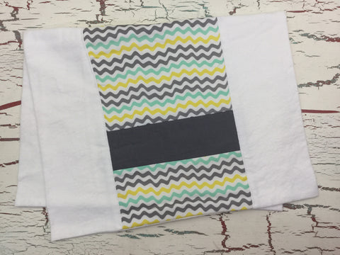 Mint and Yellow Wave Burp Cloth