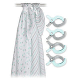 Lulujo Baby™ Aqua Swaddles & Clips by Mary Meyer
