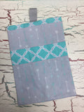 Gray and Spa Blue Arrow Diaper/Wipee Case
