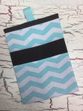 Aqua and White Chevron Diaper/Wipee Case