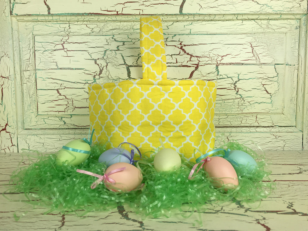 Easter Basket Yellow Quatrefoil