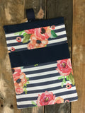 Floral Polka Navy Stripes Diaper/Wipee Case
