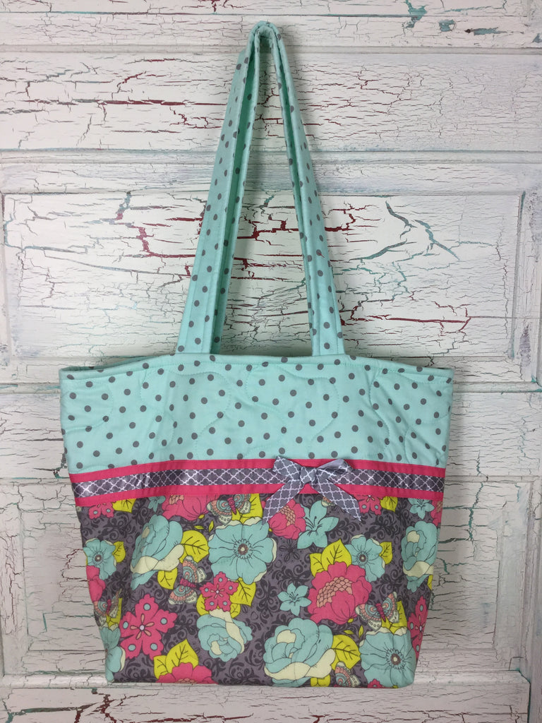 Pink, Mint, Gray & Yellow Floral XL Bag