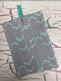 Ivory, Mint, and Gray Herringbone Diaper/Wipee Case