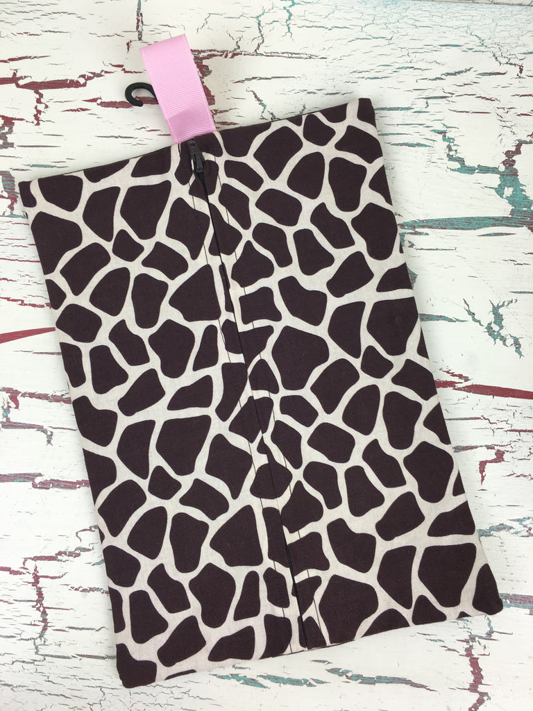 Ivory and Brown Giraffe Diaper/Wipee Case