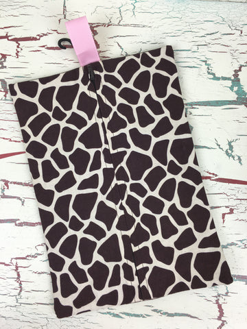 Ivory and Brown Giraffe Diaper/Wipee Case
