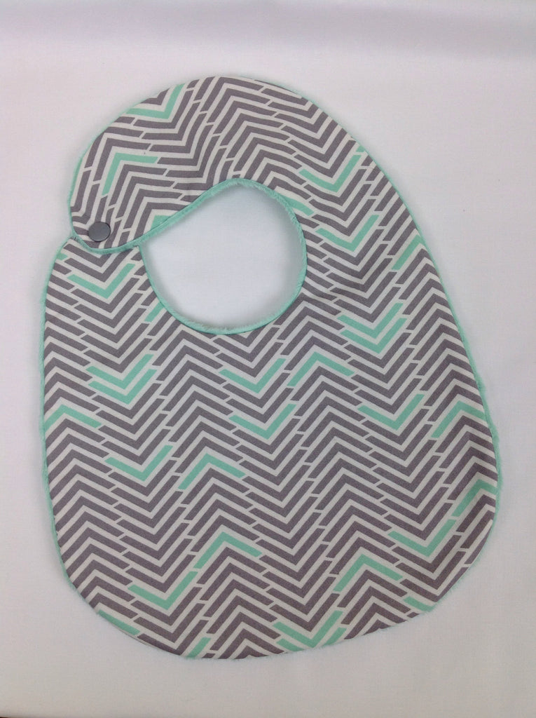 Ivory, Mint and Gray Herringbone Bib