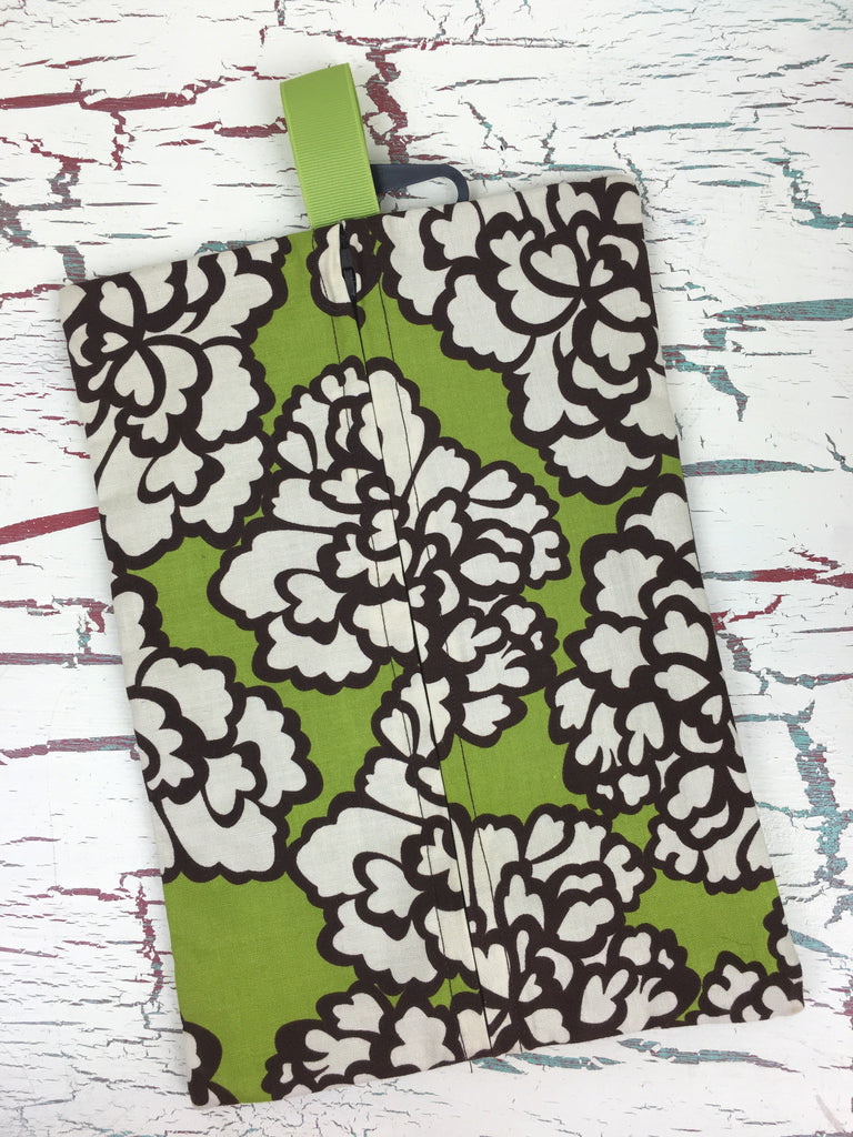 Dark Brown, Ivory, and Green Floral Diaper/Wipee Case