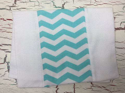 Aqua and White Chevron Burp Cloth