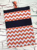 Orange and White Chevron Diaper/Wipee Case