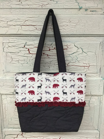 Fox and Bear Ruffle XL Bag