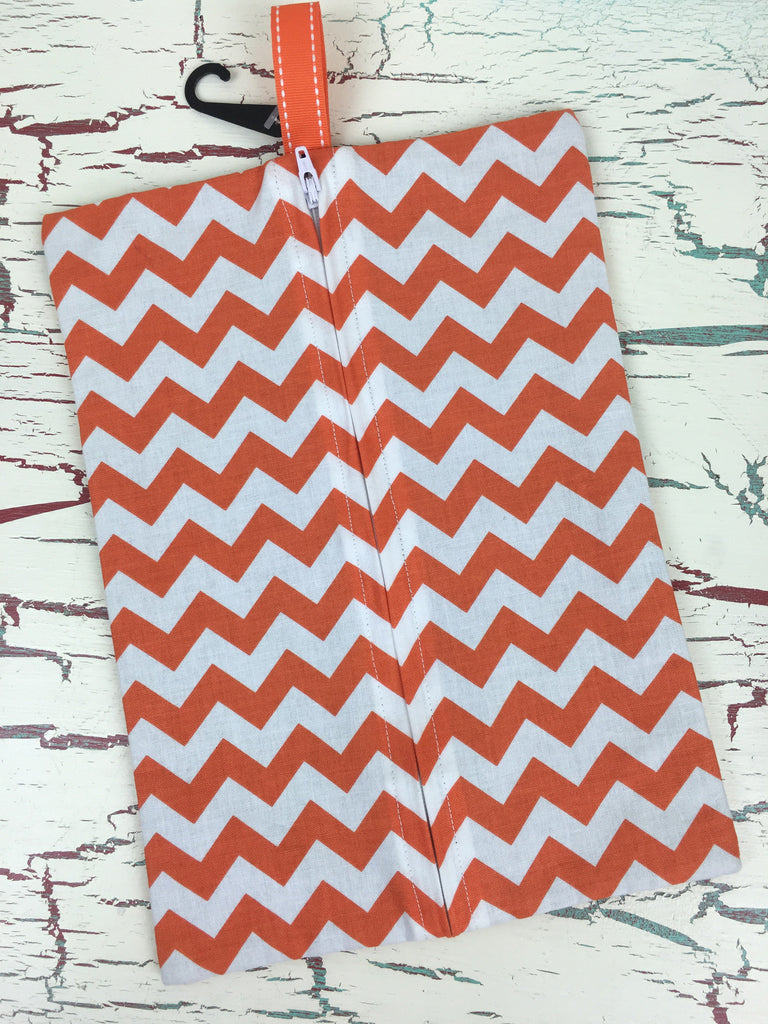 Orange and White Chevron Diaper/Wipee Case
